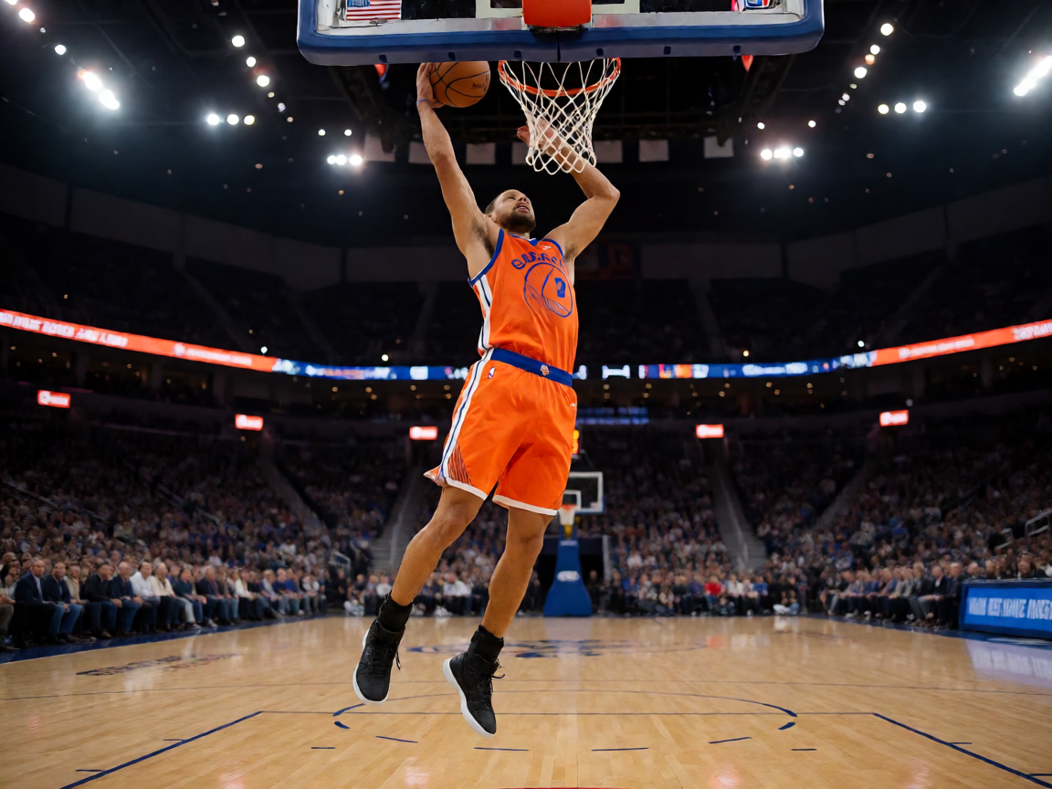 NBA比赛精彩扣篮瞬间，球员腾空而起
